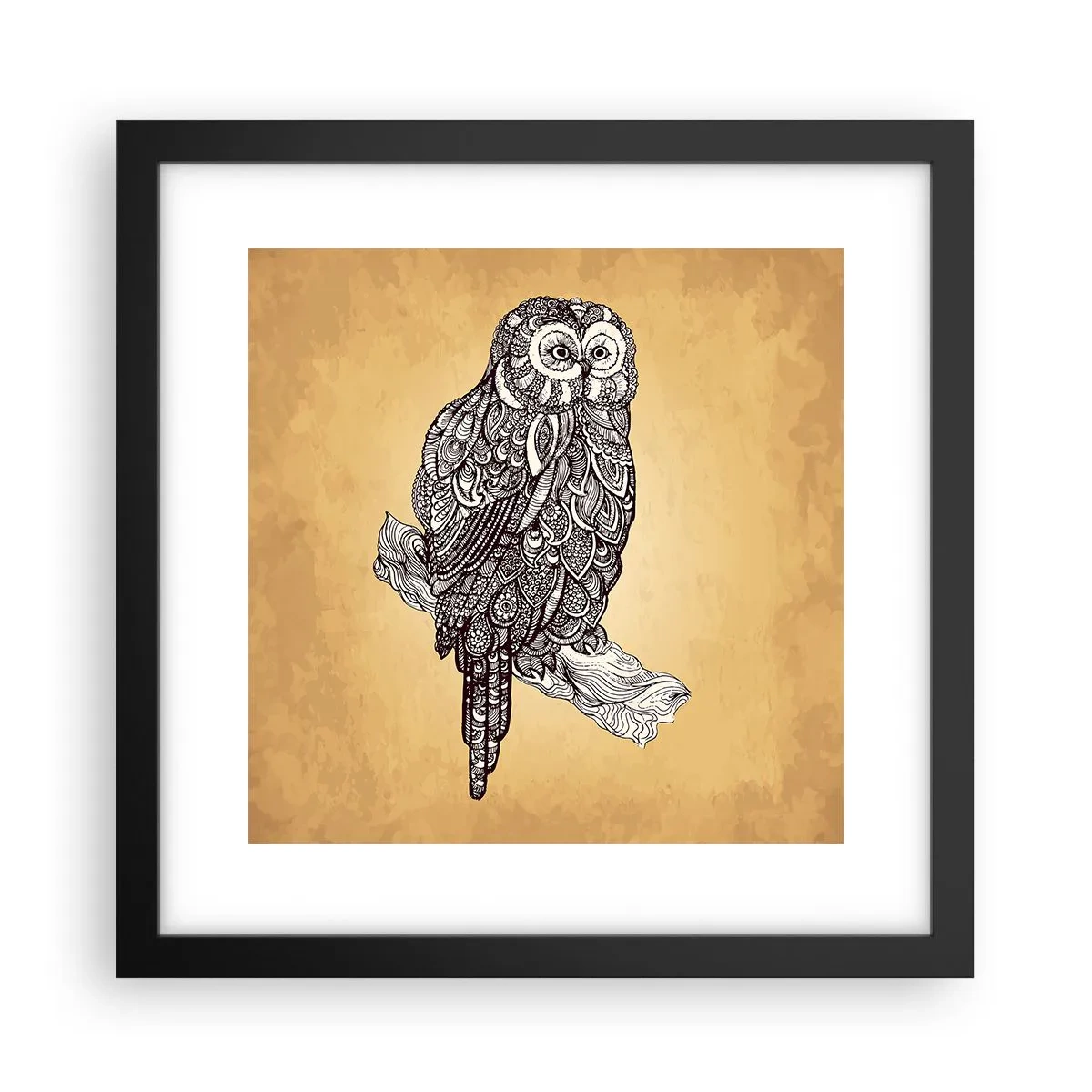 Póster en marco negro - Intrincados ornamentos de sabiduría - 30x30 cm