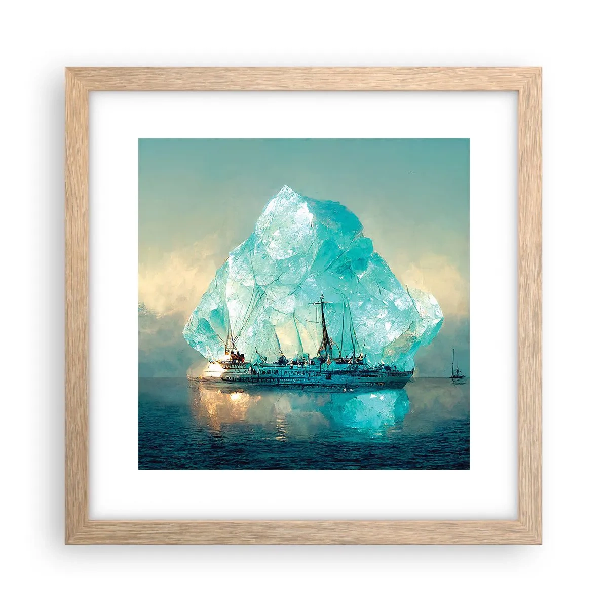 Póster en marco roble claro - Diamante ártico - 30x30 cm