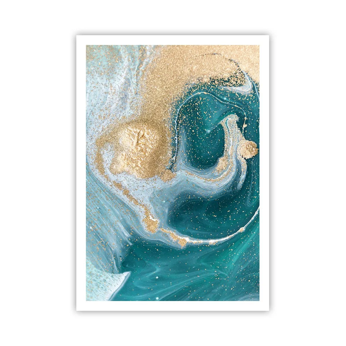 Póster - Un remolino de oro y turquesa - 70x100 cm