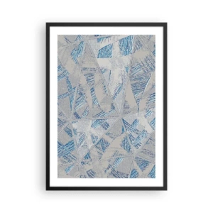 Póster en marco negro - Abstracción geométrica en tonos azules y grises. - 50x70cm - En un laberinto gris azulado - Decoración de pared moderna para salón y dormitorio ARTTOR