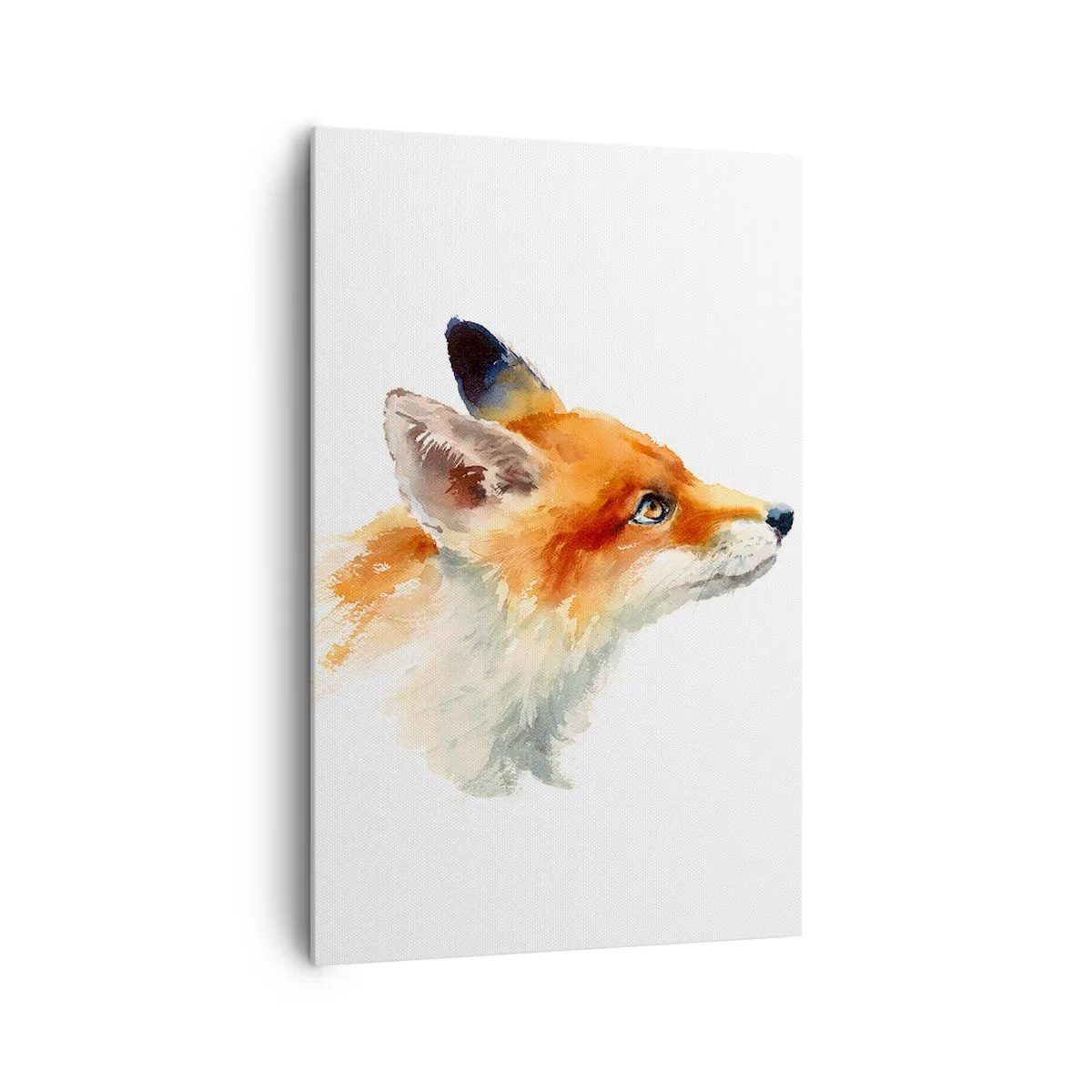 Cuadro sobre lienzo - Impresión de Imagen - Zorro rojo en estilo acuarela sobre fondo blanco. - 80x120cm - Nunca se es demasiado cuidadoso - Decoración de pared moderna para salón y dormitorio ARTTOR