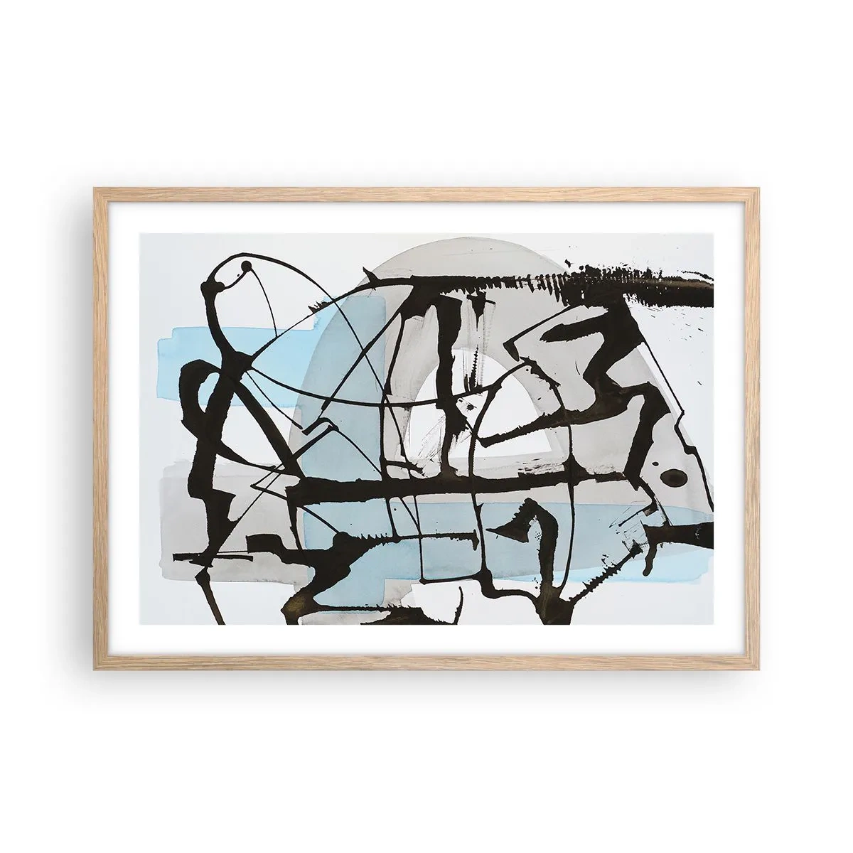 Póster en marco roble claro - Azul a pesar de todo - 70x50 cm