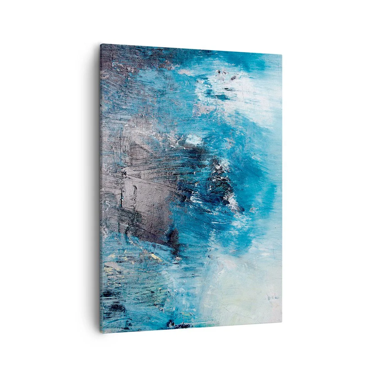 Cuadro sobre lienzo - Impresión de Imagen - Pinceladas abstractas en tonos azules - 50x70cm - Rapsodia celeste - Decoración de pared moderna para salón y dormitorio ARTTOR