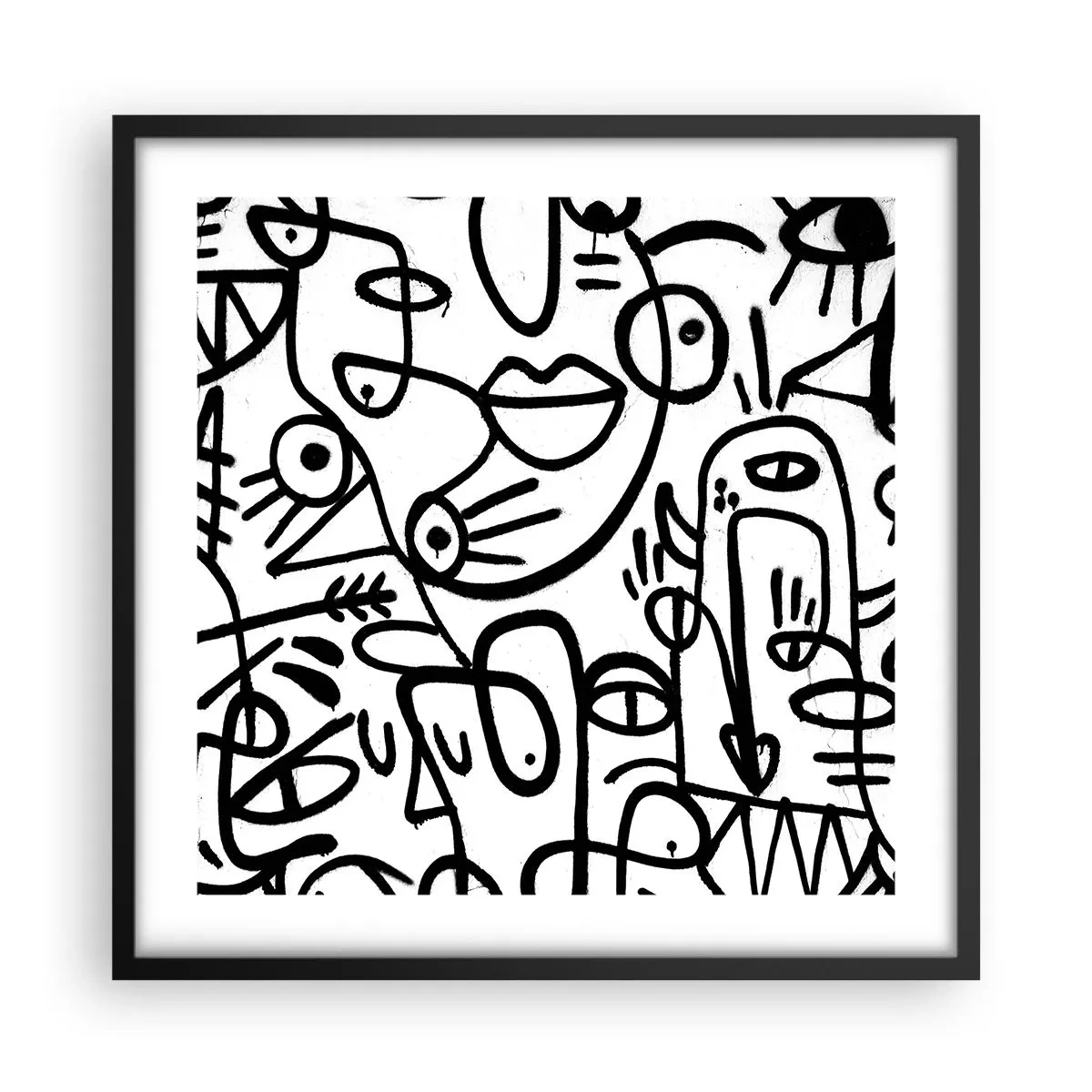 Póster en marco negro - Rostros y espejismos - 50x50 cm