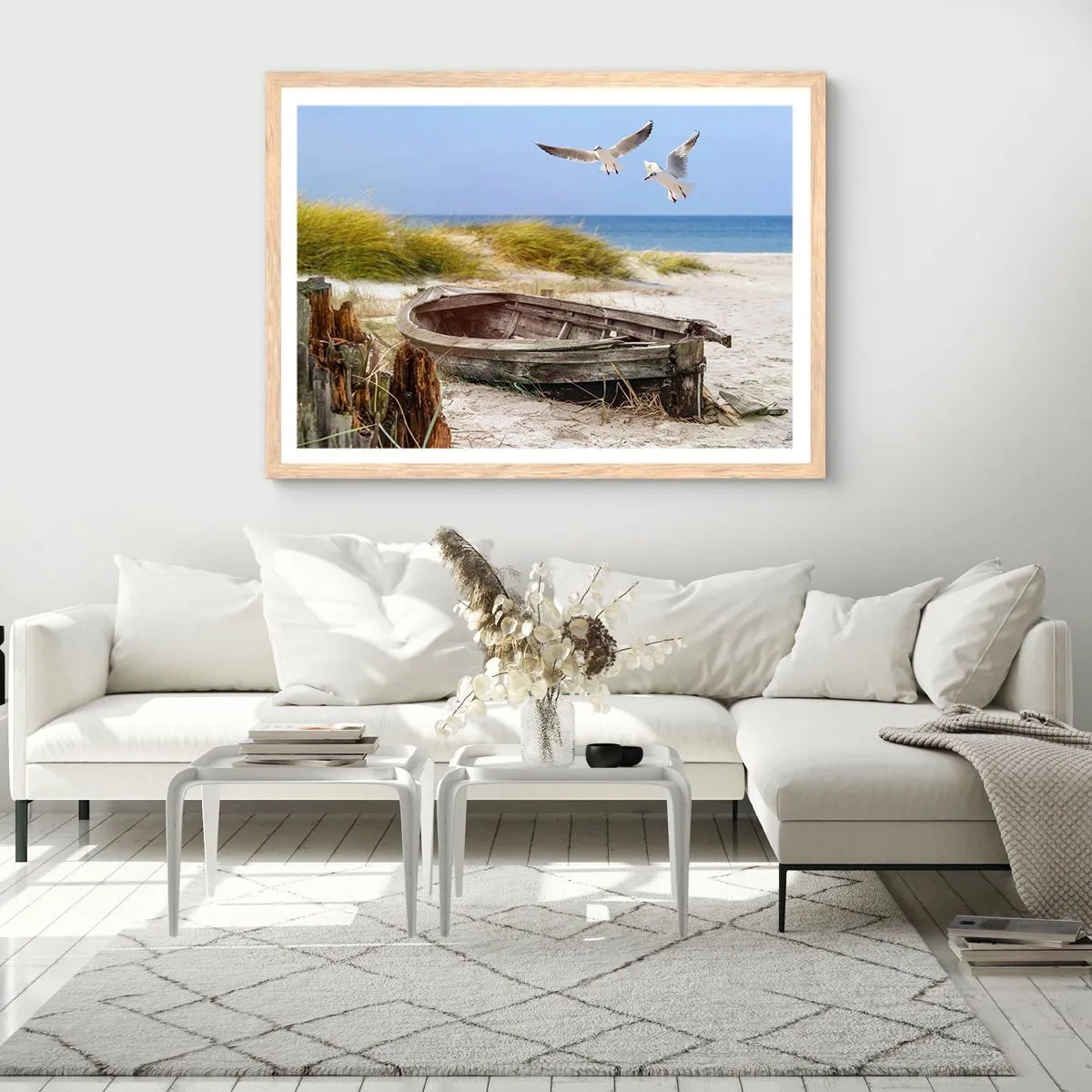 Póster en marco roble claro - Bañada por el viento - 91x61 cm