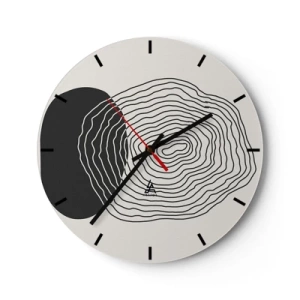 Reloj de pared - Reloj de vidrio - Líneas abstractas que forman patrones concéntricos sobre un fondo claro. - 30x30cm - Persistencia y vibración - Decoración de pared moderna para salón, cocina y dormitorio ARTTOR