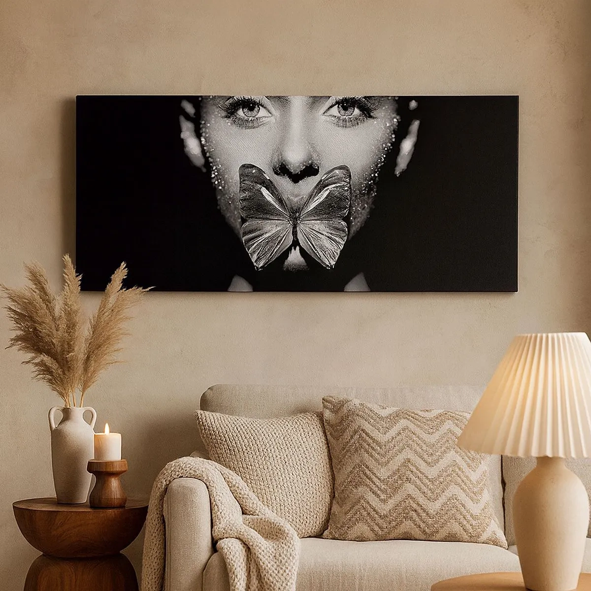 Cuadro sobre lienzo - Impresión de Imagen - Beso de mariposa - 100x40 cm