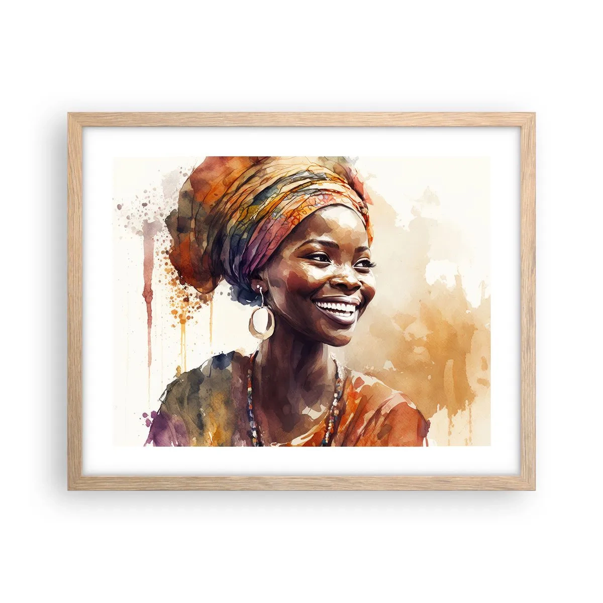 Póster en marco roble claro - Reina africana - 50x40 cm