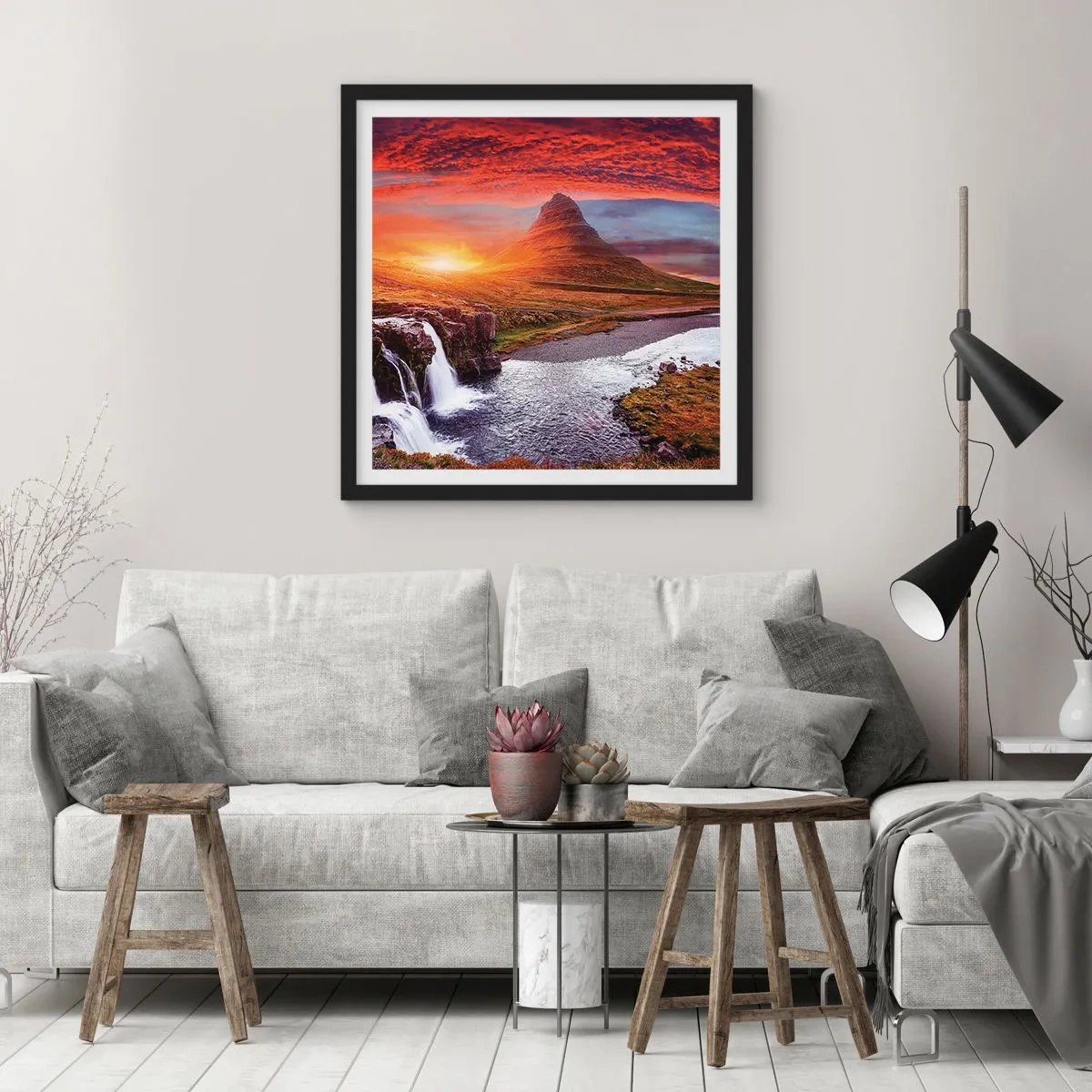 Póster en marco negro - Una vista de la Tierra Media - 30x30 cm