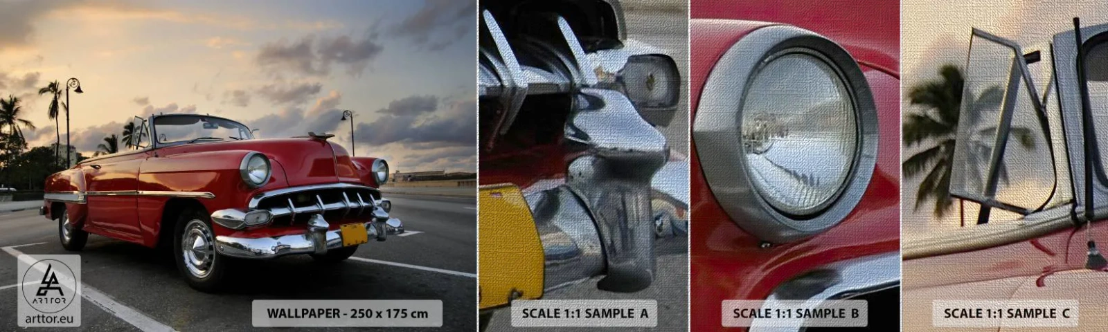 Muestra de fotomural Premium Canvas - El rojo calor de los trópicos - Auto, Automotor, Vintage - 100x30 cm