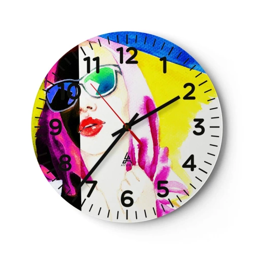 Reloj de pared - Reloj de vidrio - Contrastes - 40x40 cm