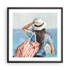 Póster en marco negro - Bienvenida a tus vacaciones - 50x50 cm