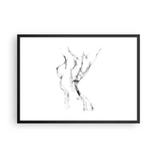 Póster en marco negro - Líneas delicadas y abstractas que se asemejan a estelas de humo sobre un fondo claro. - 70x50cm - Hermosa y fuerte - Decoración de pared moderna para salón y dormitorio ARTTOR