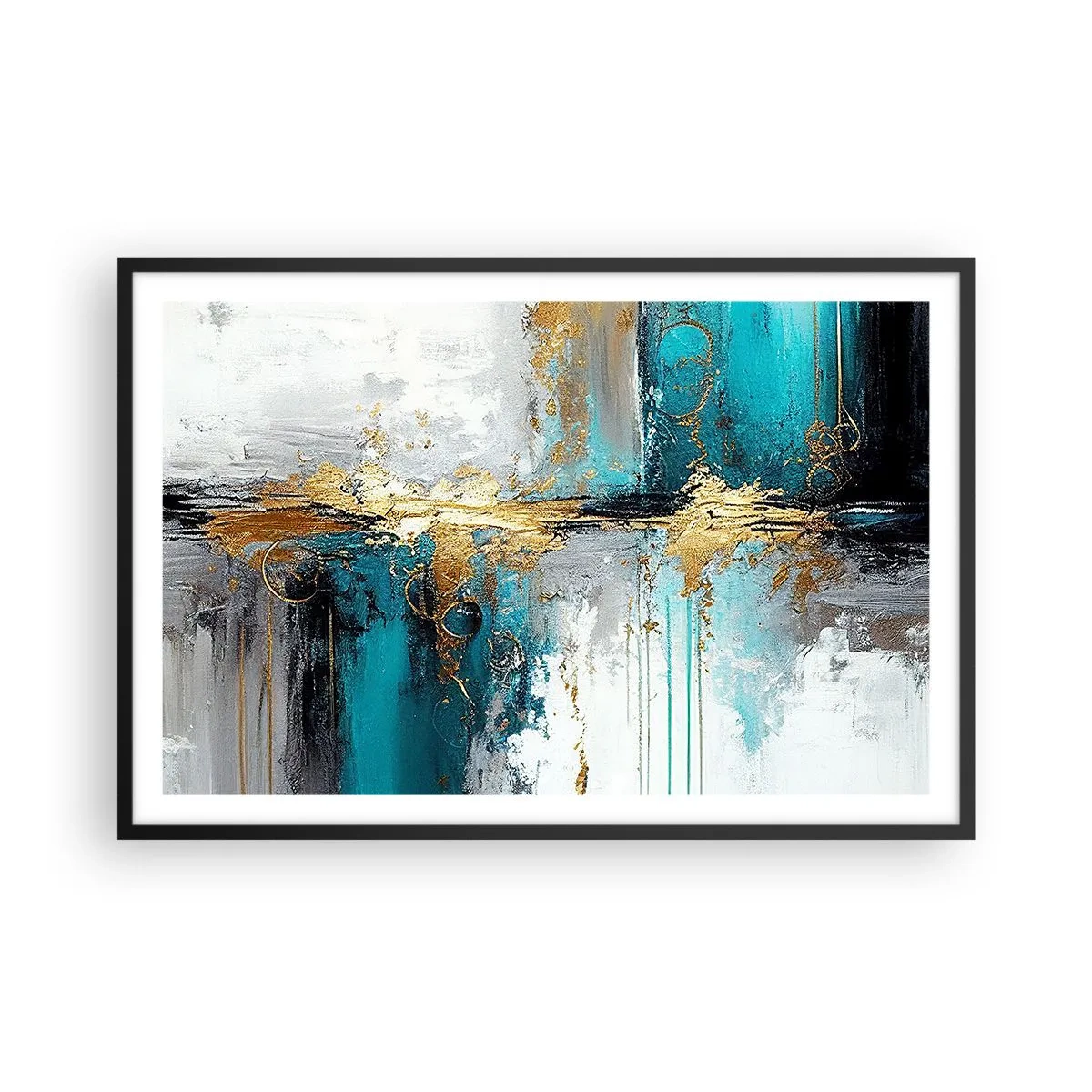 Póster en marco negro - Todo fluye - 91x61 cm