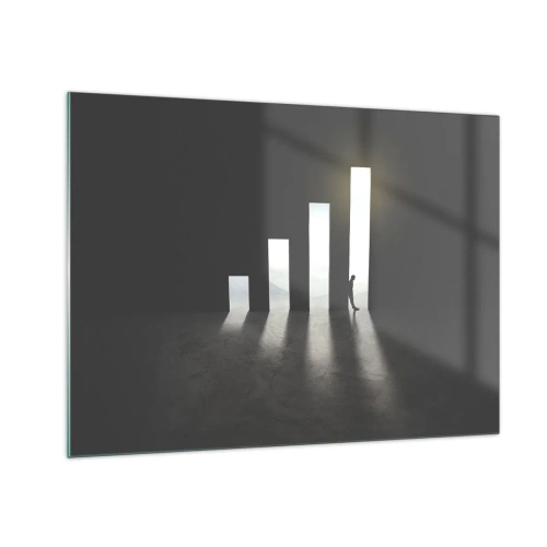 Cuadro sobre vidrio - Impresiones sobre Vidrio - El hombre a la luz del crecimiento simbolizando el desarrollo. - 70x50cm - El camino del éxito - Decoración de pared moderna para salón y dormitorio ARTTOR