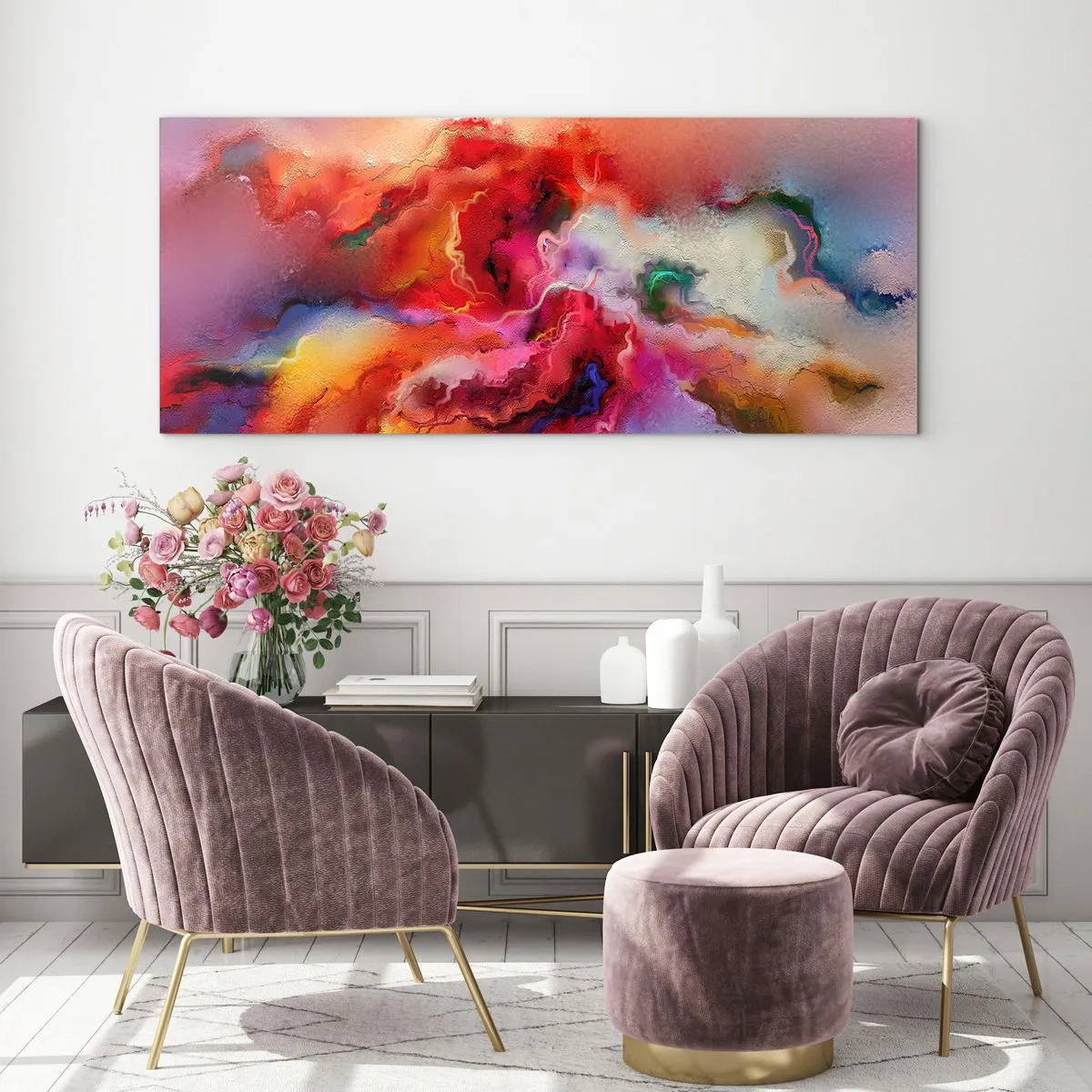 Cuadro sobre vidrio - Impresiones sobre Vidrio - Cómo atrapar los sueños: el humo - 90x30 cm