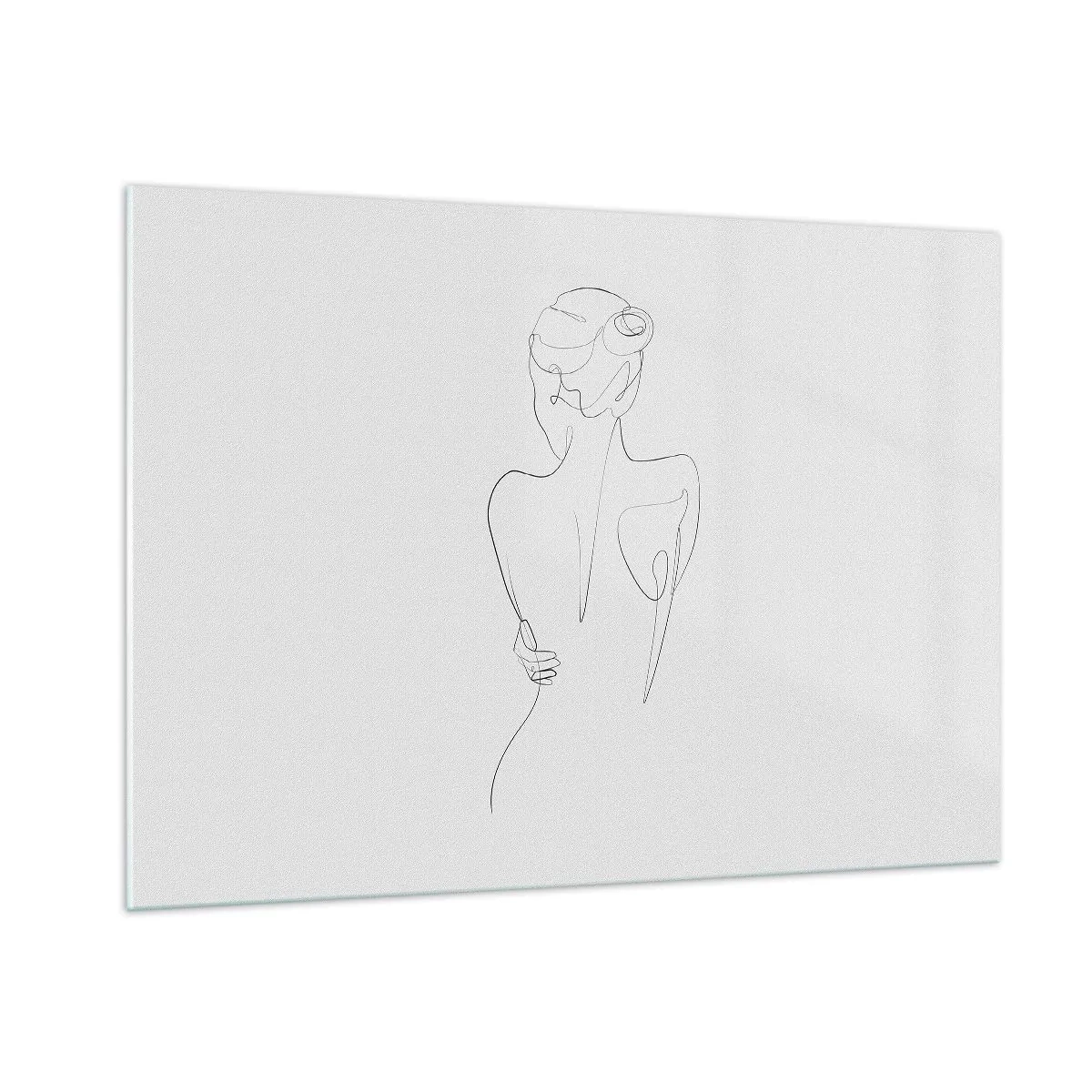Cuadro sobre vidrio - Impresiones sobre Vidrio - Un delicado boceto de una sola línea de una mujer de espaldas. - 100x70cm - Música del cuerpo - Decoración de pared moderna para salón y dormitorio ARTTOR