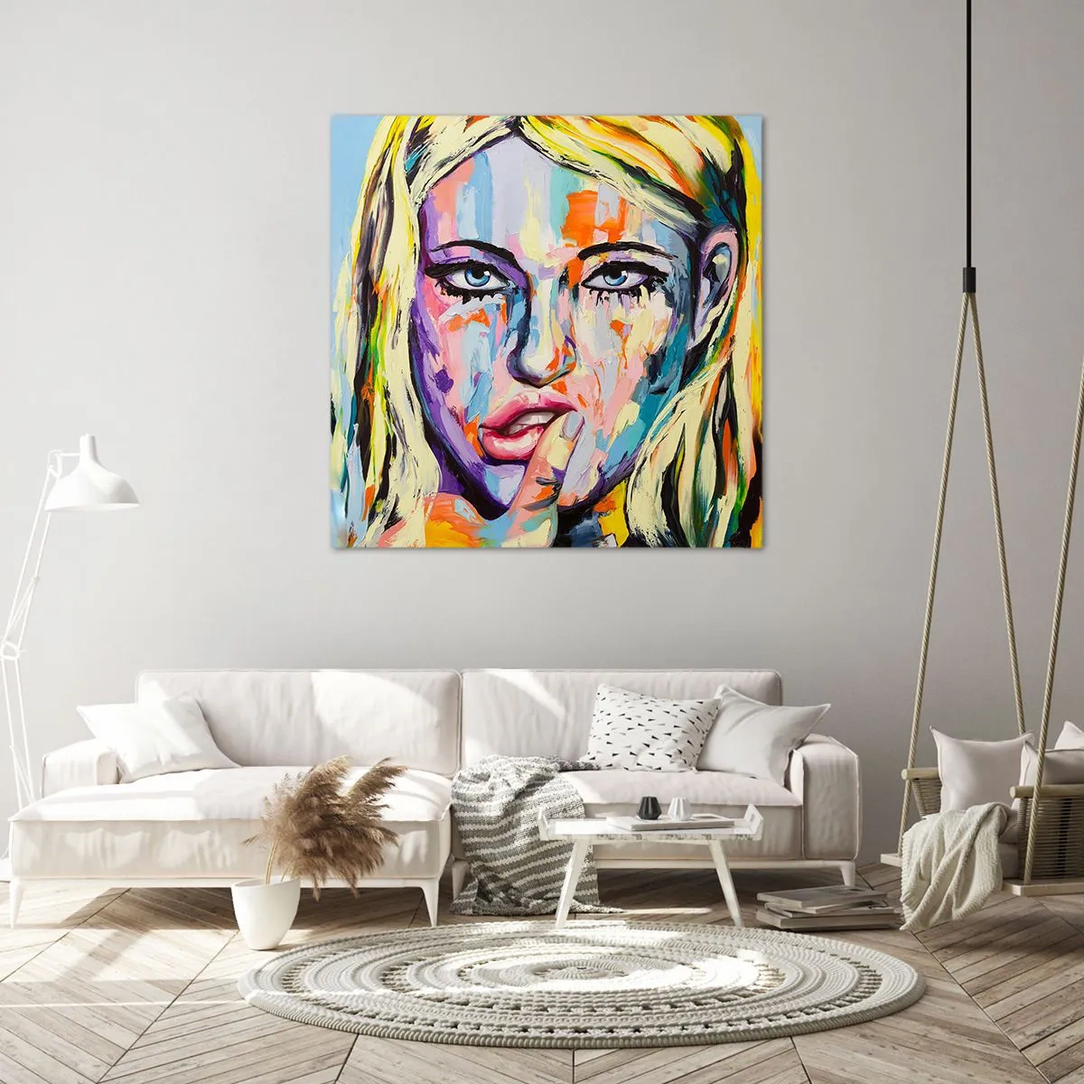 Cuadro sobre lienzo - Impresión de Imagen - Mírala a los ojos - 50x50 cm
