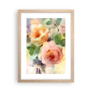 Póster en marco roble claro - Delicado como una acuarela - 30x40 cm