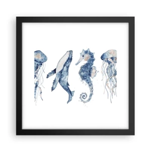 Póster en marco negro - Fauna marina - 30x30 cm