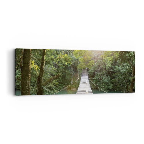 Cuadro sobre lienzo - Impresión de Imagen - Sobre el agua azul hacia el bosque - 90x30 cm