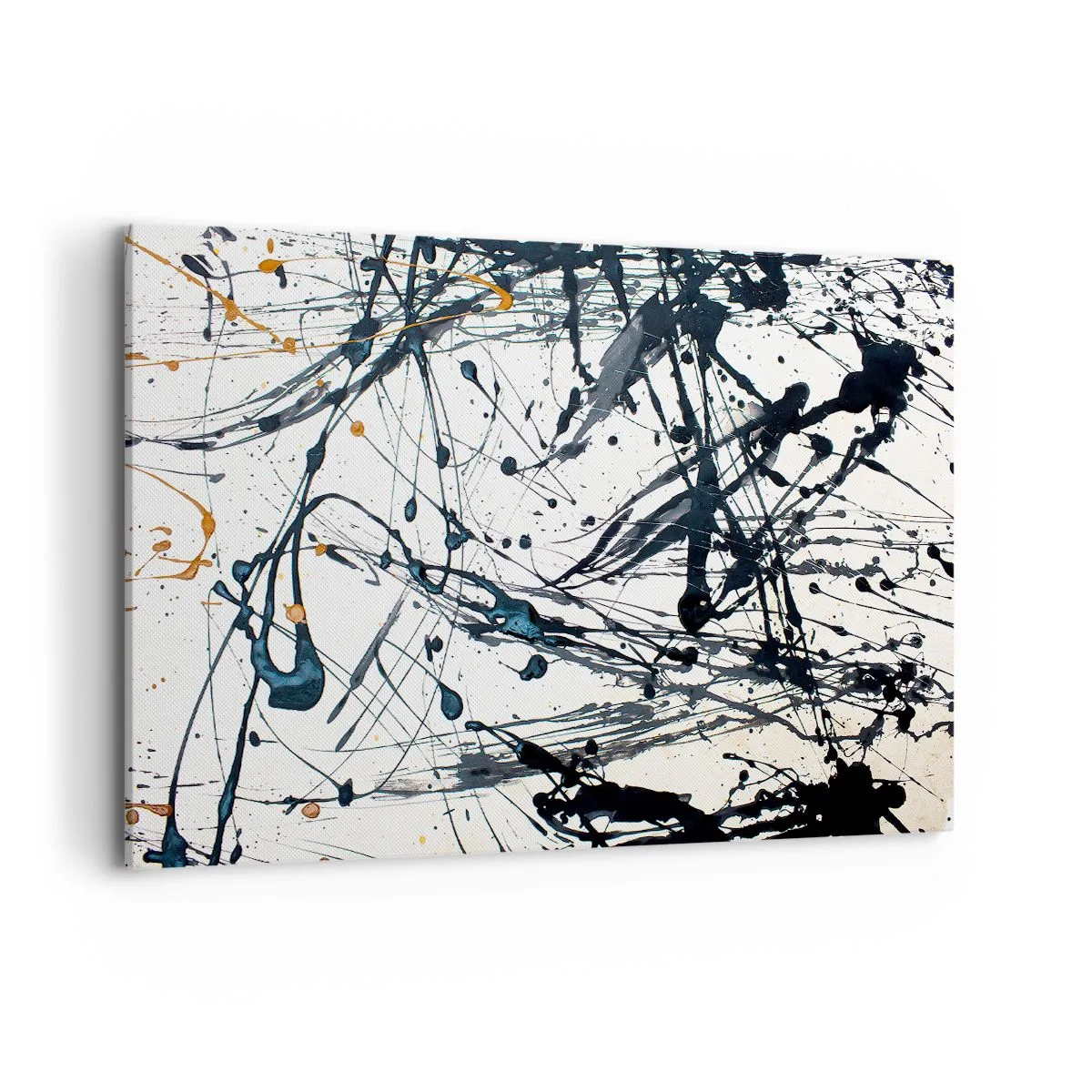 Cuadro sobre lienzo - Impresión de Imagen - Patrón de pintura abstracta con líneas y manchas dinámicas. - 120x80cm - ¿Con o sin sentido? - Decoración de pared moderna para salón y dormitorio ARTTOR