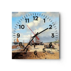 Reloj de pared - Reloj de vidrio - Después de una pesca exitosa - 30x30 cm