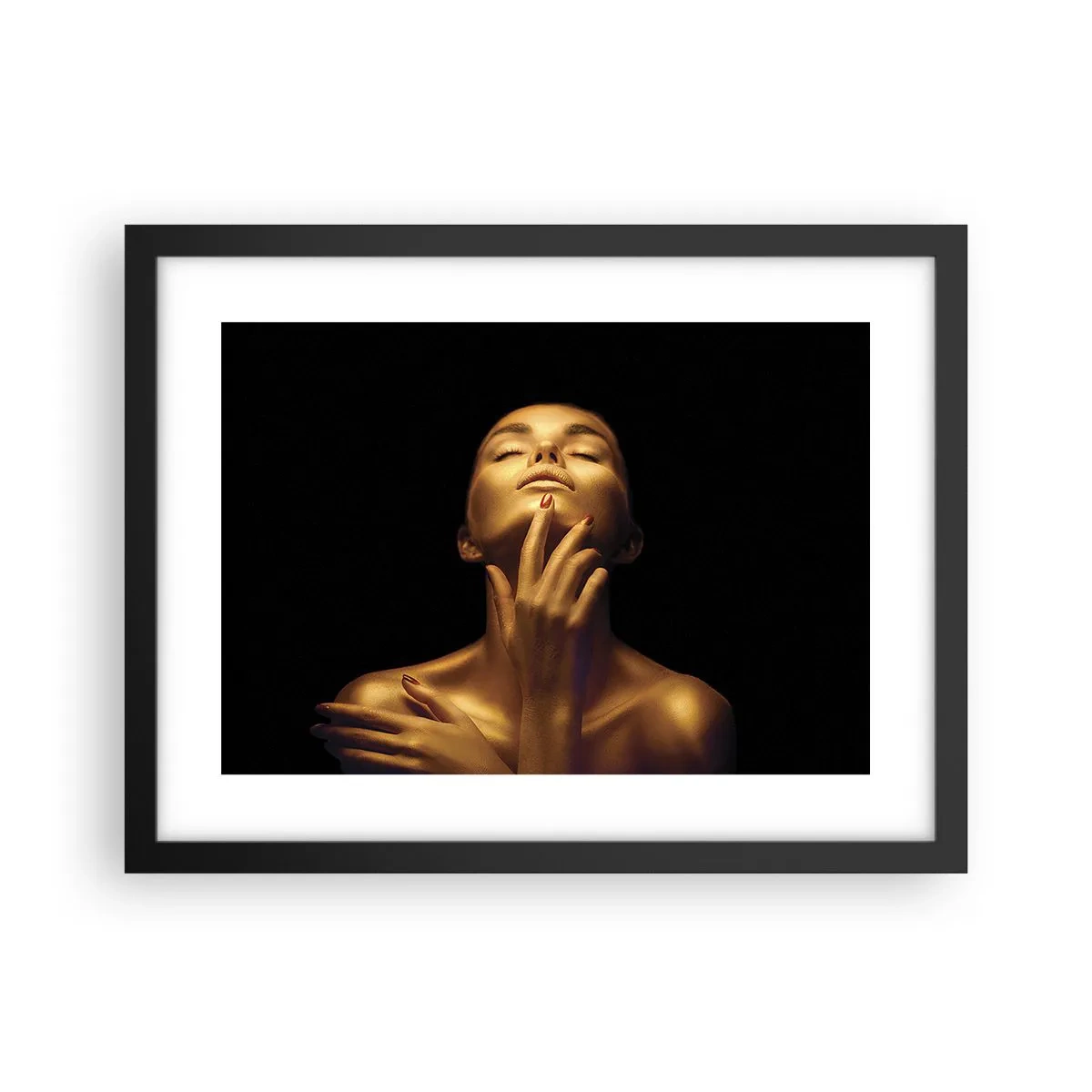 Póster en marco negro - Como seda dorada - 40x30 cm