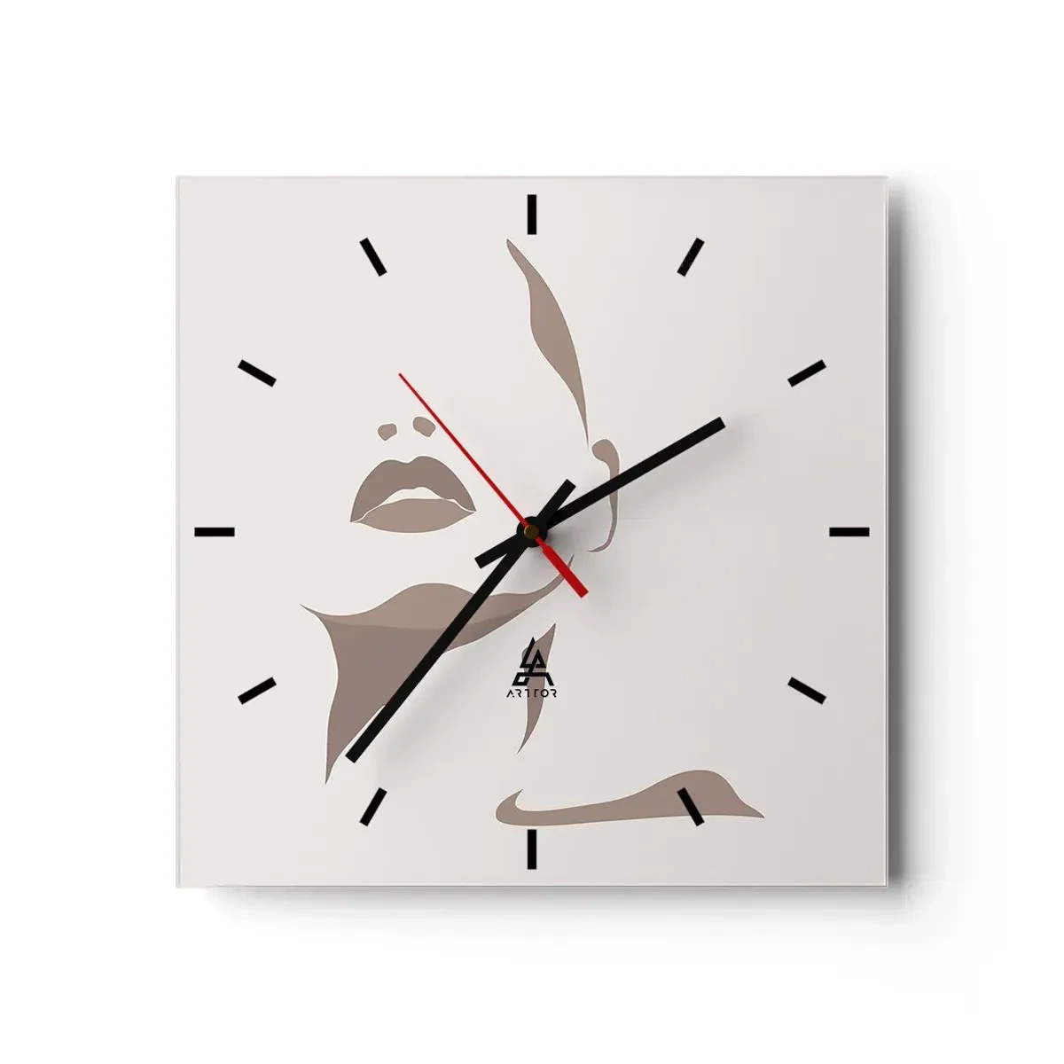 Reloj de pared - Reloj de vidrio - Creación a partir de la luz y la sombra - 40x40 cm
