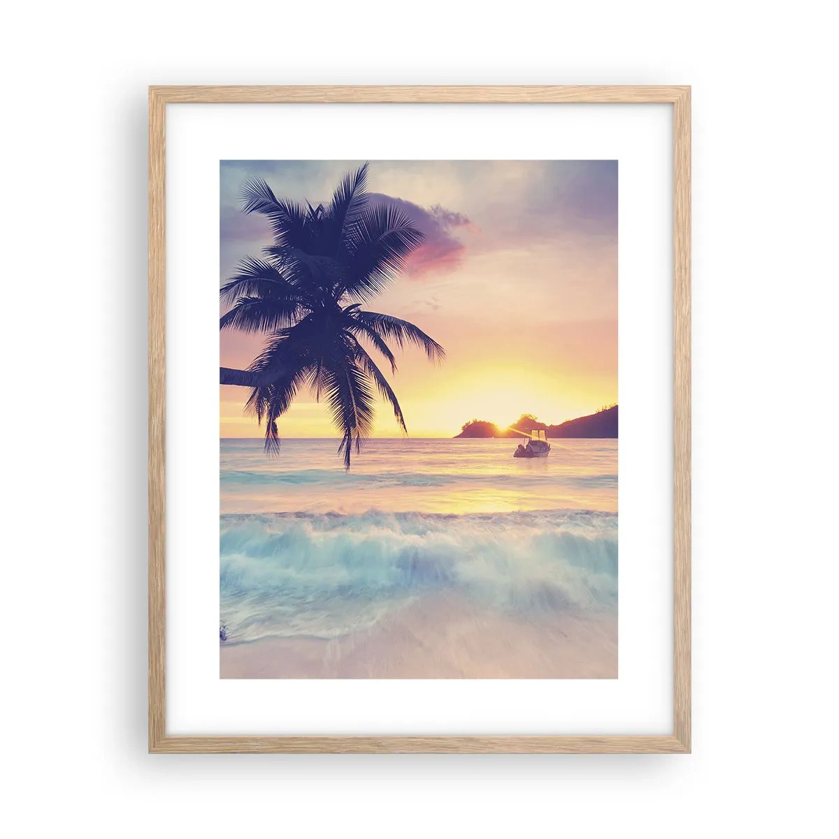 Póster en marco roble claro - Atardecer en la bahía - 40x50 cm