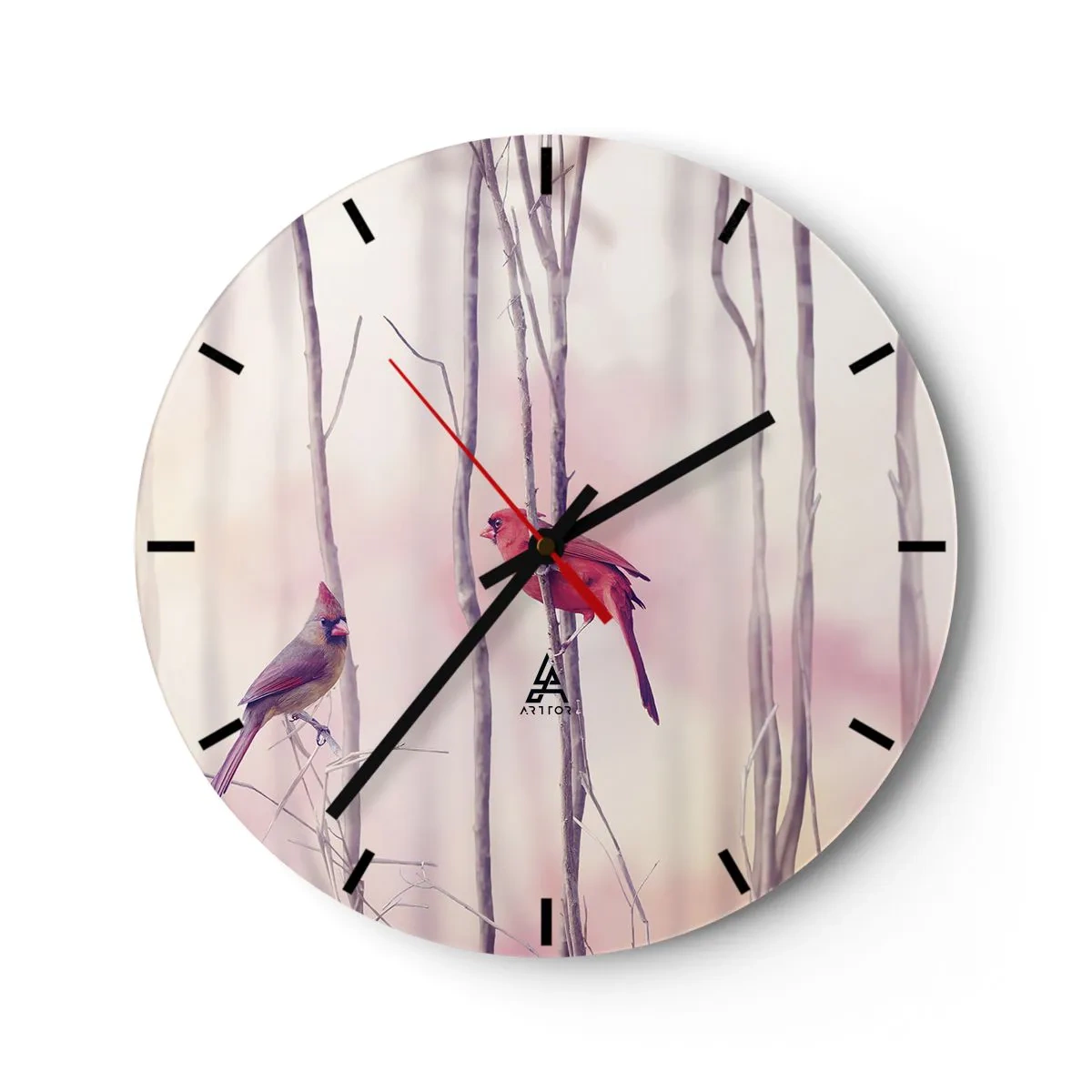 Reloj de pared - Reloj de vidrio - Historia de un bosque rosa - 40x40 cm