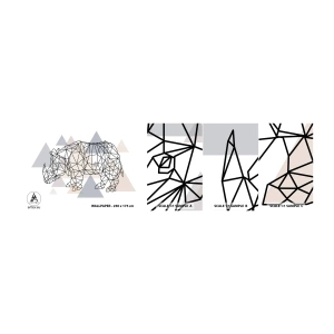 Muestra de fotomural autoadhesivo Deluxe Sticker - Estructura de la fuerza - Abstracción, Gráficos, Rinoceronte - 100x30 cm