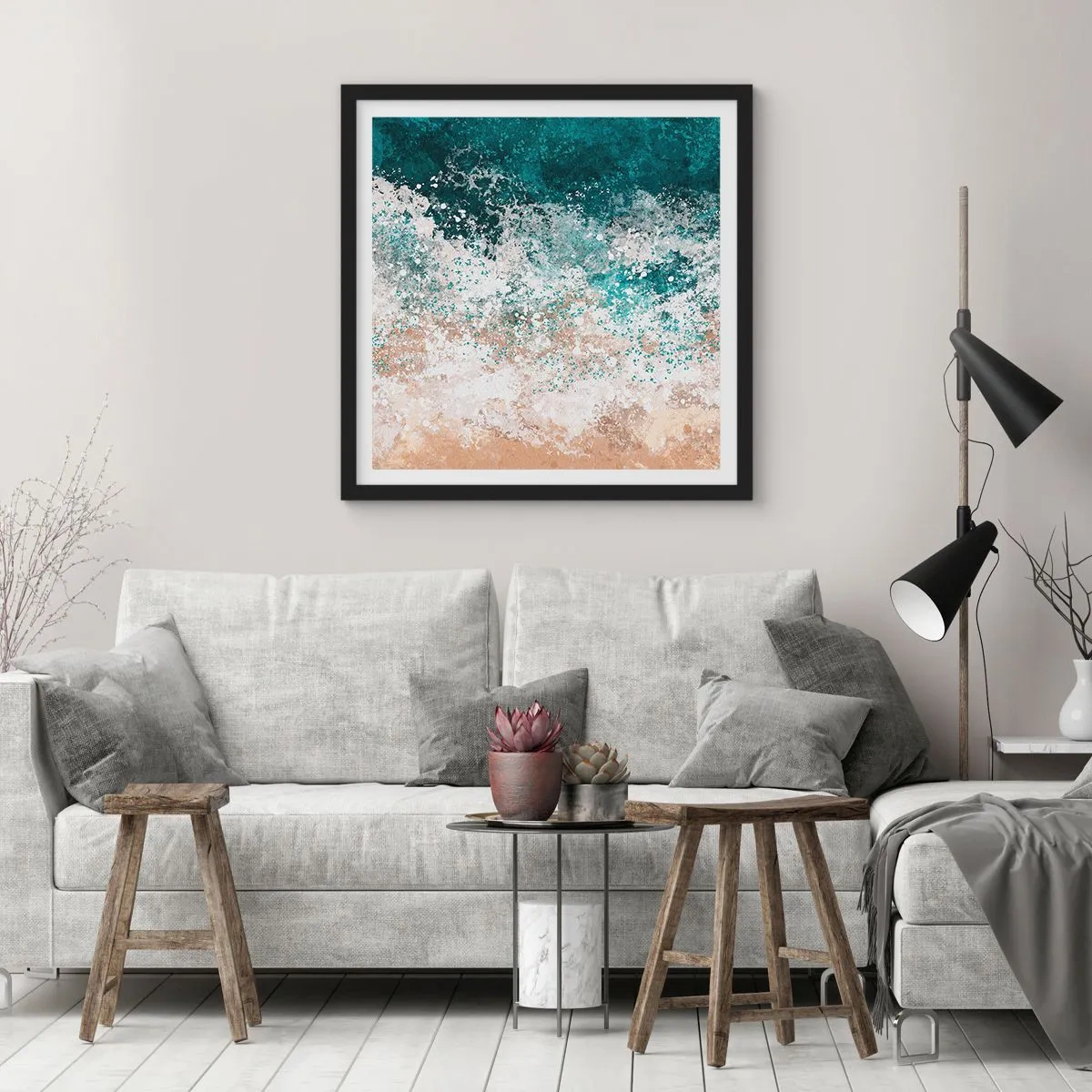 Póster en marco negro - Historias del mar - 30x30 cm