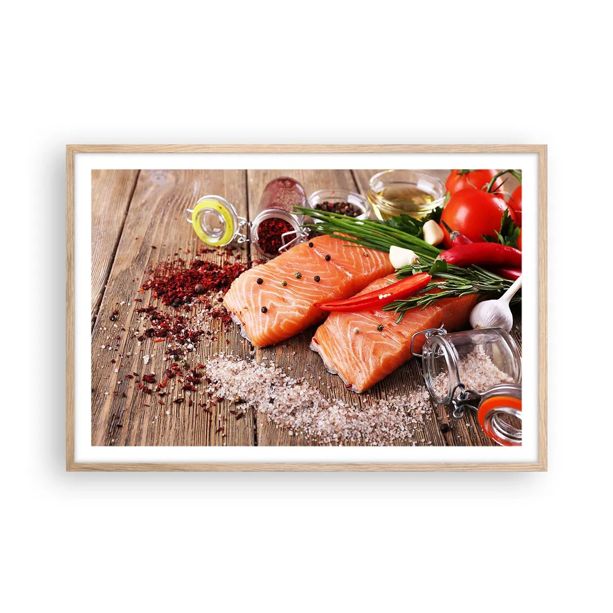 Póster en marco roble claro - Una aventura noruega en la cocina - 91x61 cm
