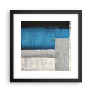 Póster en marco negro - Composición poética de gris y azul - 30x30 cm