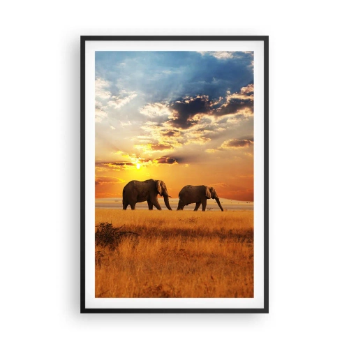 Póster en marco negro - Un paseo en familia - 61x91 cm