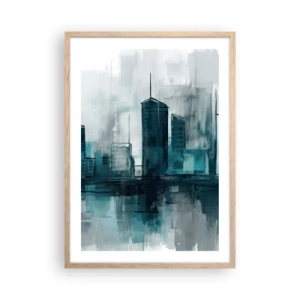 Póster en marco roble claro - Ciudad color lluvia - 50x70 cm