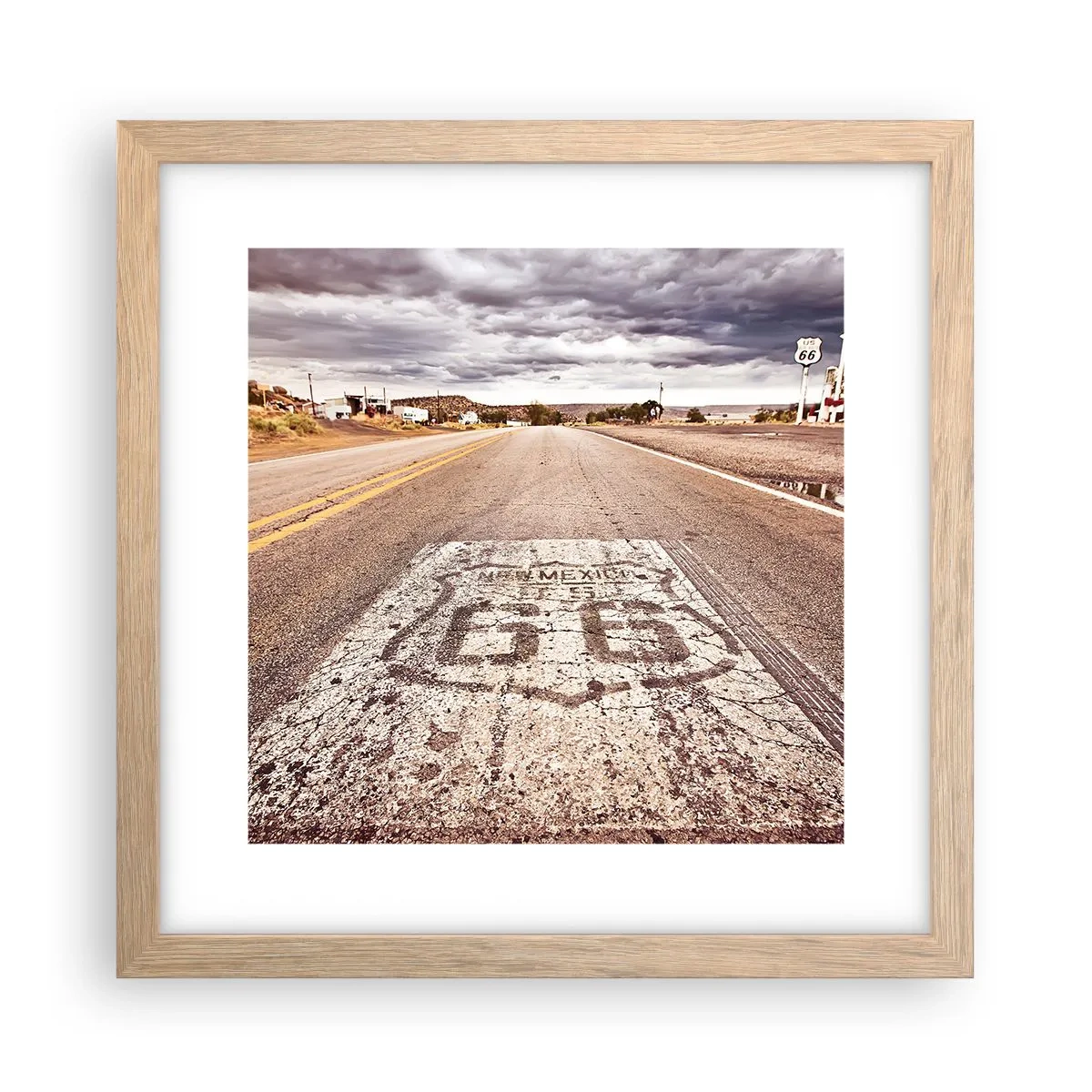 Póster en marco roble claro - Mother Road: una leyenda americana - 30x30 cm