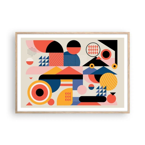 Póster en marco roble claro - Composición: juegos - 100x70 cm