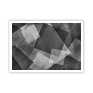 Póster - Abstracción en blanco y negro con formas geométricas. - 100x70cm - Un símbolo eterno de permanencia y orden - Decoración de pared moderna para salón y dormitorio ARTTOR