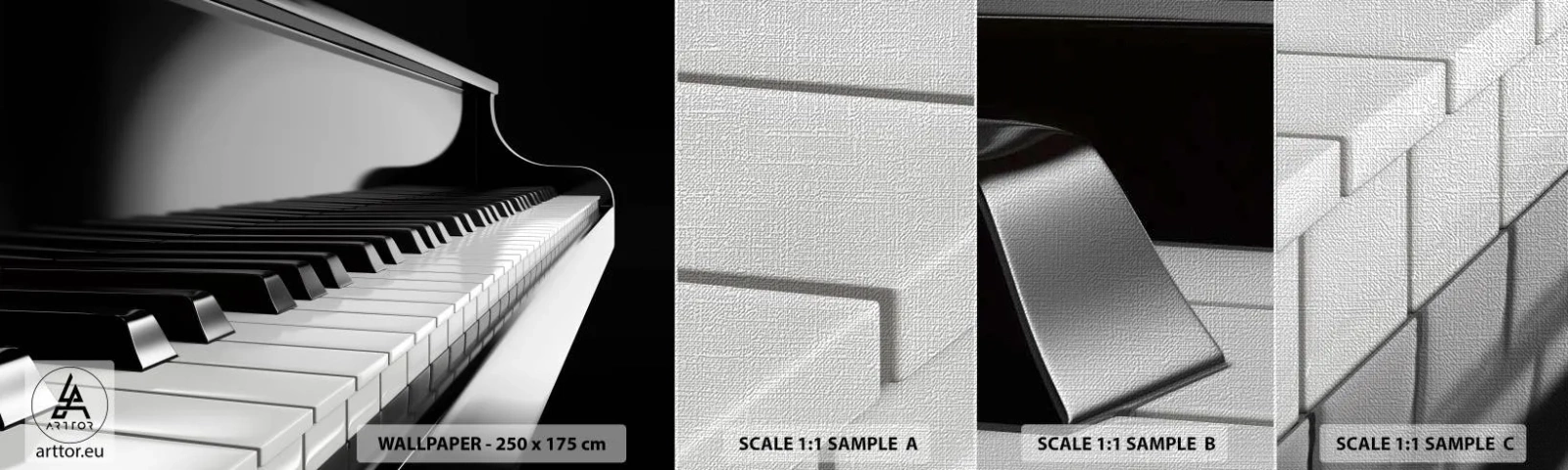 Muestra de fotomural Premium Canvas - Armonía musical - Piano, Piano, Música - 100x30 cm
