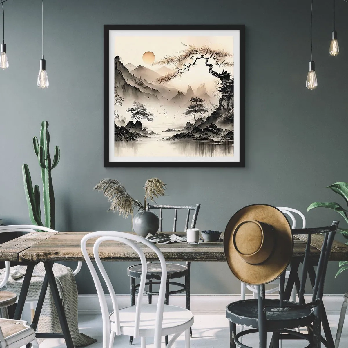 Póster en marco negro - El encanto único de Oriente - 30x30 cm