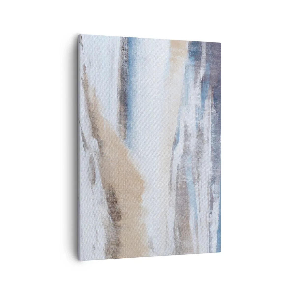 Cuadro sobre lienzo - Impresión de Imagen - Paisaje invernal abstracto en tonos blancos y azules. - 50x70cm - Composición invernal - Decoración de pared moderna para salón y dormitorio ARTTOR