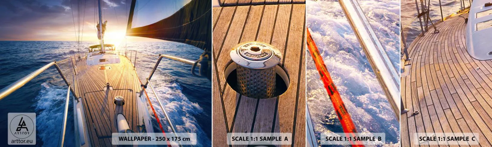 Muestra De Fotomural Standard Eco - Corriendo sobre las olas - Yate de vela, Mar, navegación - 100x30 cm