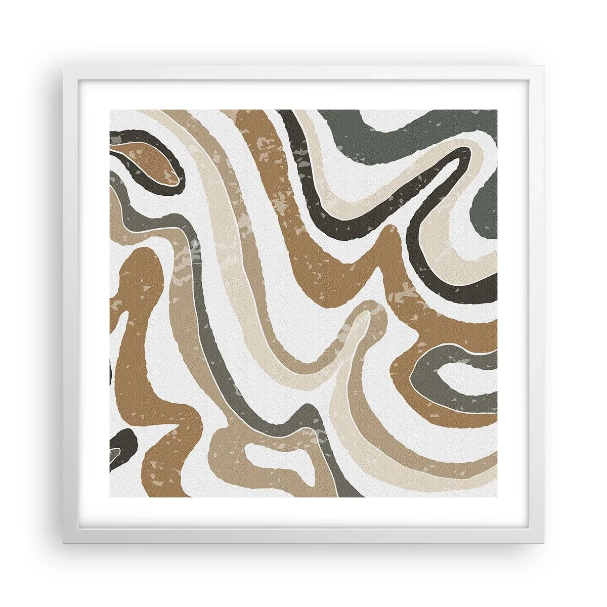 Póster en marco blanco - Meandros de colores terrosos - 50x50 cm