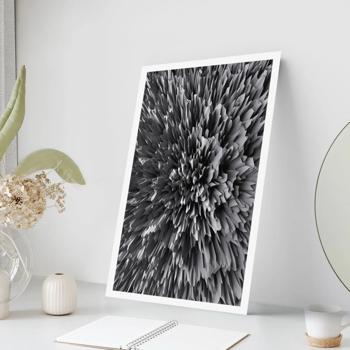 Póster - Composición abstracta en blanco y negro con formas geométricas. - 50x70cm - No puede ser más afilado - Decoración de pared moderna para salón y dormitorio ARTTOR