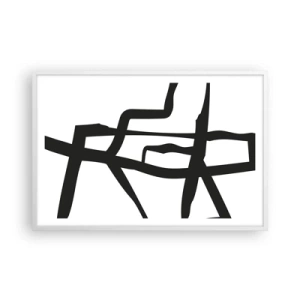 Póster en marco blanco - Construcción en blanco y negro - 91x61 cm