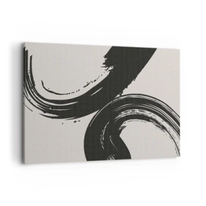 Cuadro sobre lienzo - Impresión de Imagen - Pinceladas dinámicas en negro sobre un fondo claro - 120x80cm - Barrido y circular - Decoración de pared moderna para salón y dormitorio ARTTOR