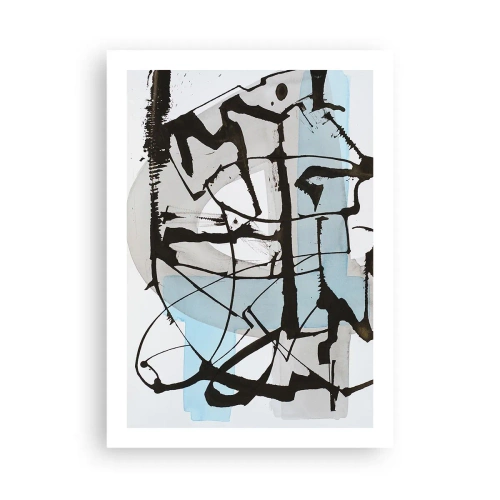 Póster - Abstracción moderna en tonos azules y negros. - 50x70cm - Azul a pesar de todo - Decoración de pared moderna para salón y dormitorio ARTTOR