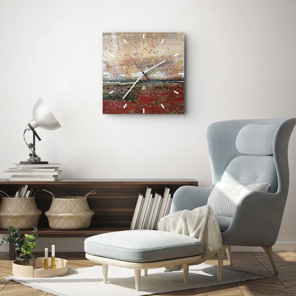 Reloj de pared - Reloj de vidrio - Una composición abstracta inspirada en el mar y la naturaleza. - 30x30cm - Tal vez sea el mar - Decoración de pared moderna para salón y dormitorio ARTTOR